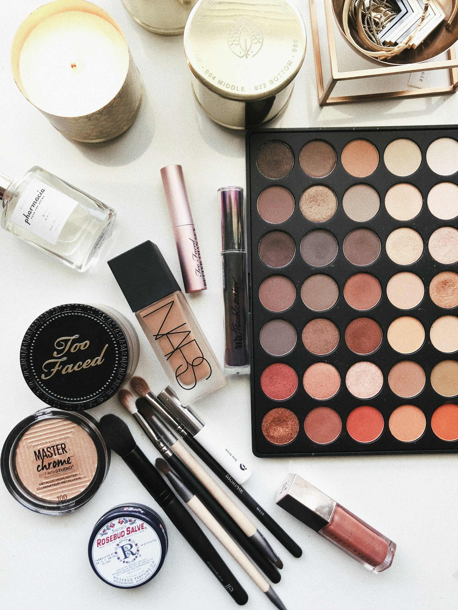 Close-up photography of assorted cosmetics